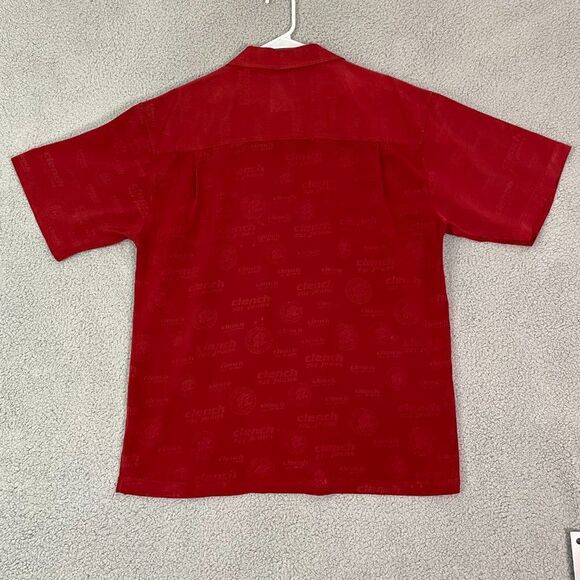 VTG Clench 701 Jeans Shirt Red Casual Y2K Skater Short Sleeve AOP Button Down - Picture 7 of 11